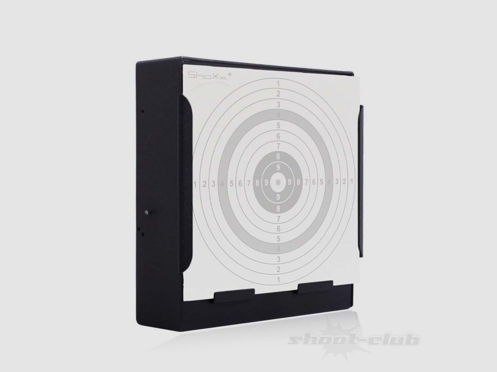 shoXx Scheibenkasten Kugelfang schwarz mit 100 Zielscheiben 10er 14x14 cm