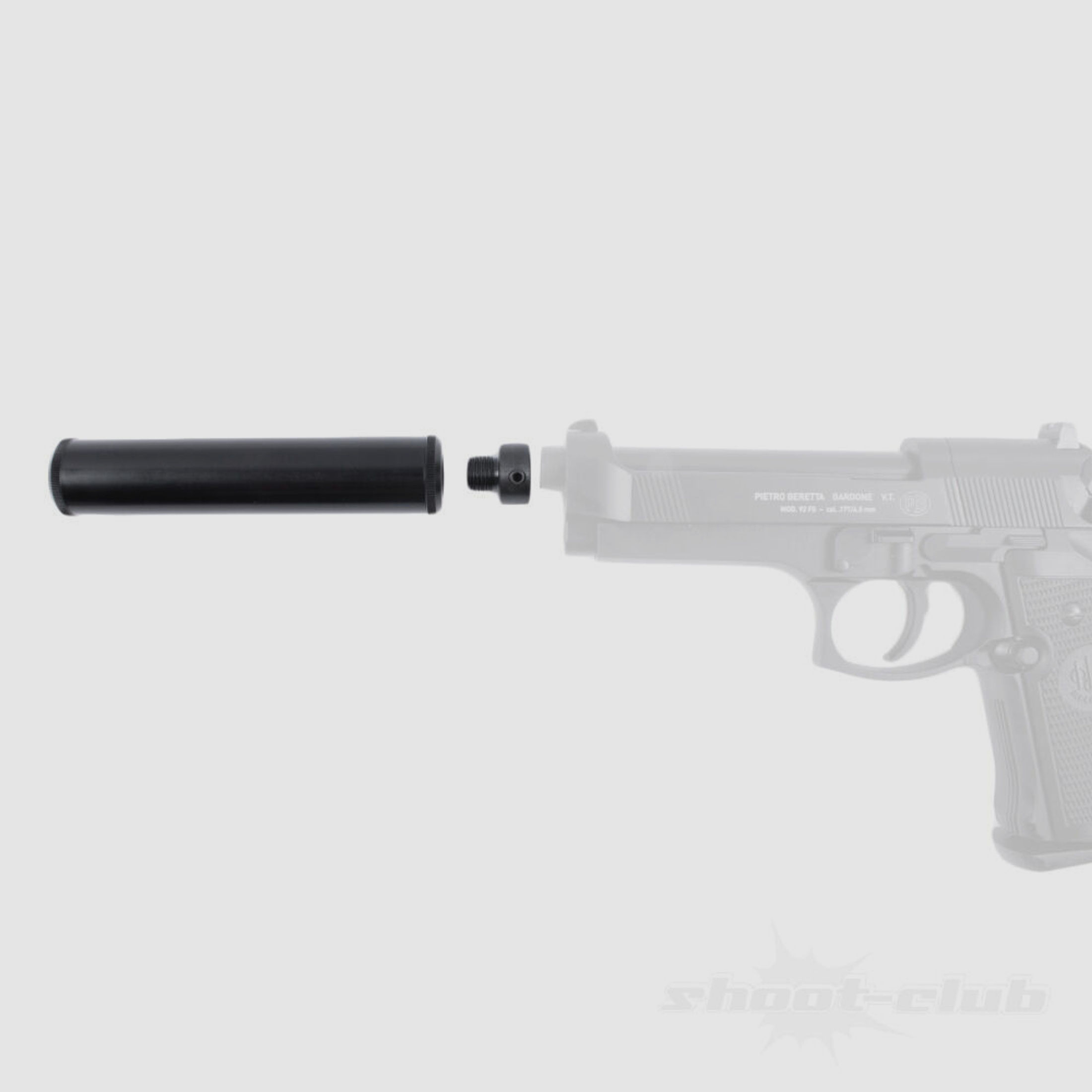 shoXx Schalldämpfer + Adapter für Beretta M92 Perfecta 32 Hämmerli Hunter Force 600 Combo
