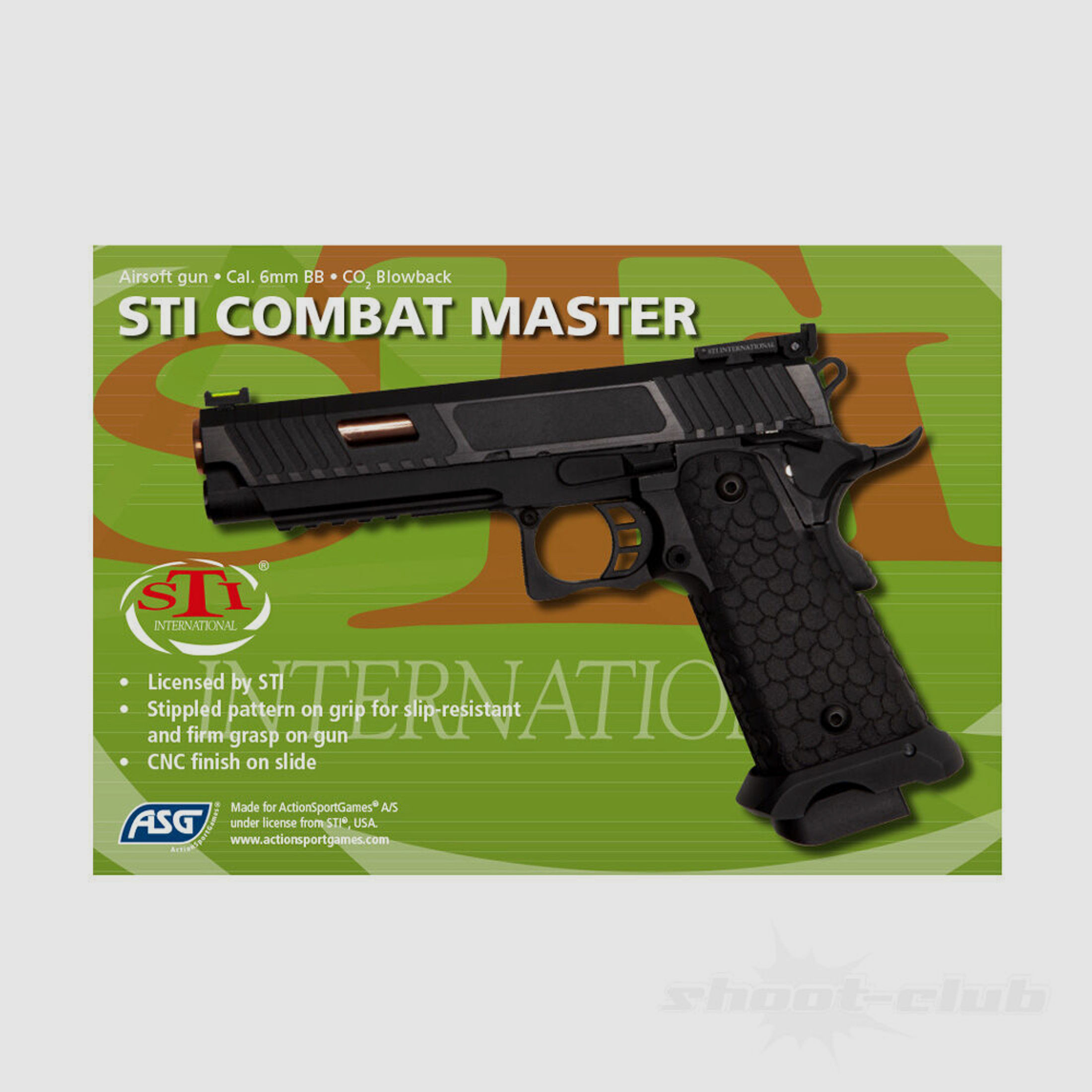 ASG STI Combat Master Airsoft Co2 Pistole Metallschlitten Blow Back 6 mm BB Schwarz