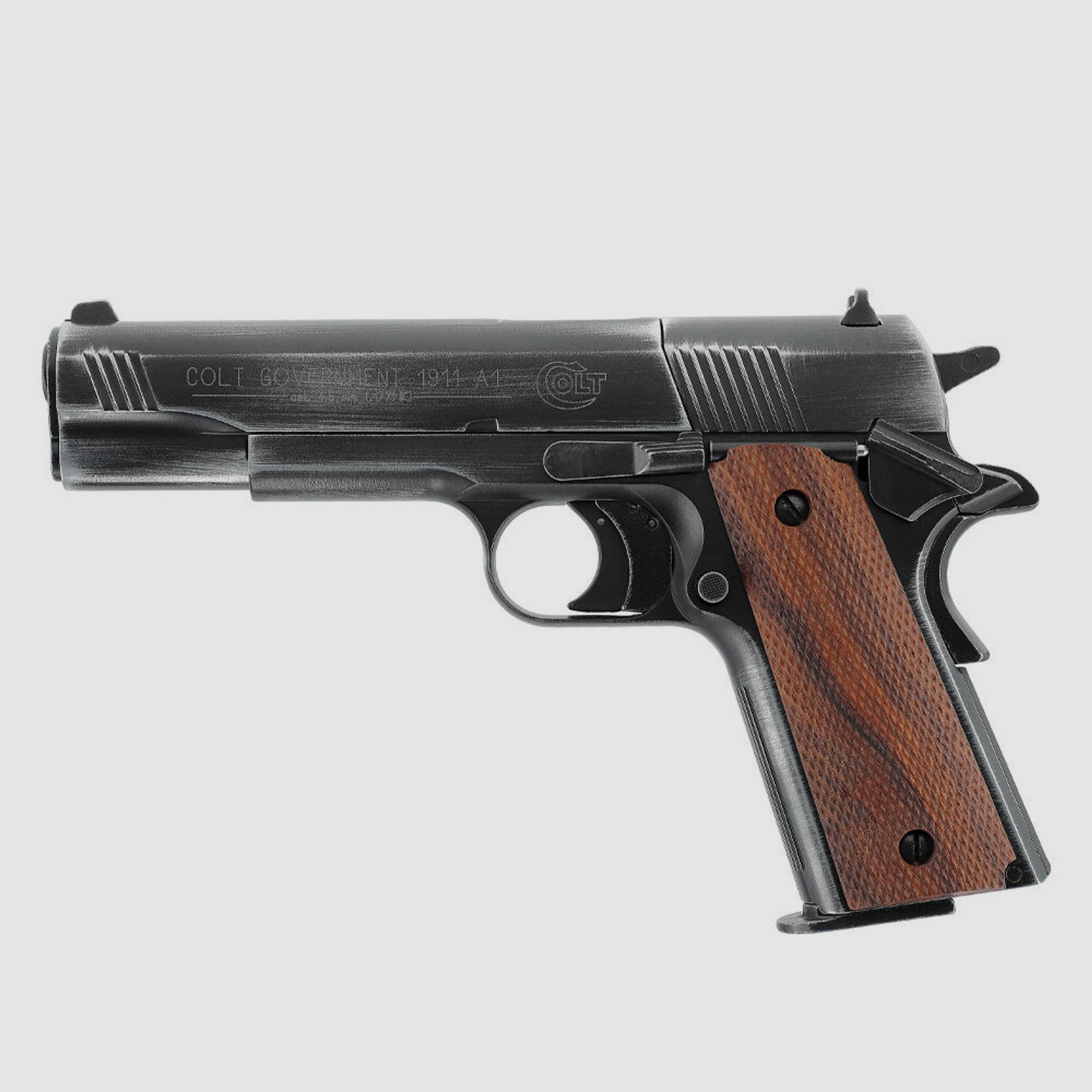 Umarex Colt Government 1911 A1 CO2 Pistole 4,5mm Diabolos Antik-Finish Koffer-Set