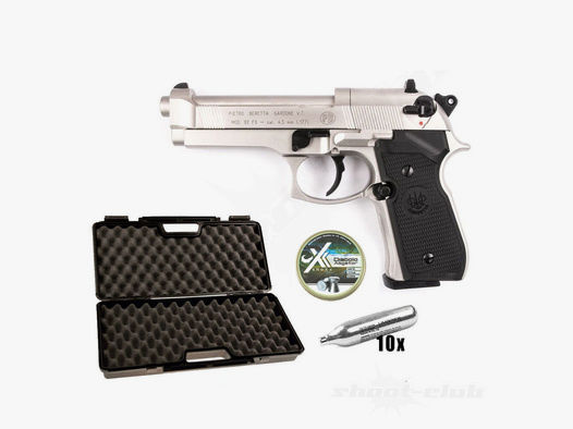 Beretta M 92 FS CO2 Pistole Nickel 4,5mm Diabolo - Koffer-Set