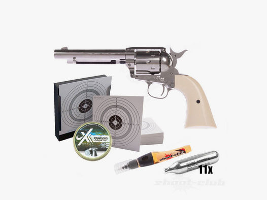 Colt SAA .45 Nickel CO2-Revolver 4,5mm Diabolos - Set