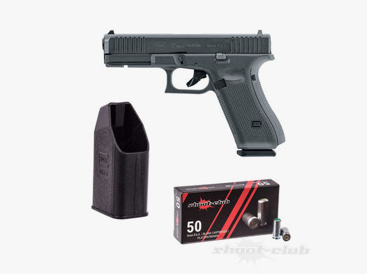 Glock 17 Gen 5 Schreckschuss Pistole 9mm PAK SET Ladehilfe und Platzpatronen