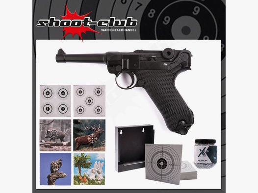 Legends P08 FM CO2-Pistole 4,5mm BBs - Blowback - Zielscheiben Set