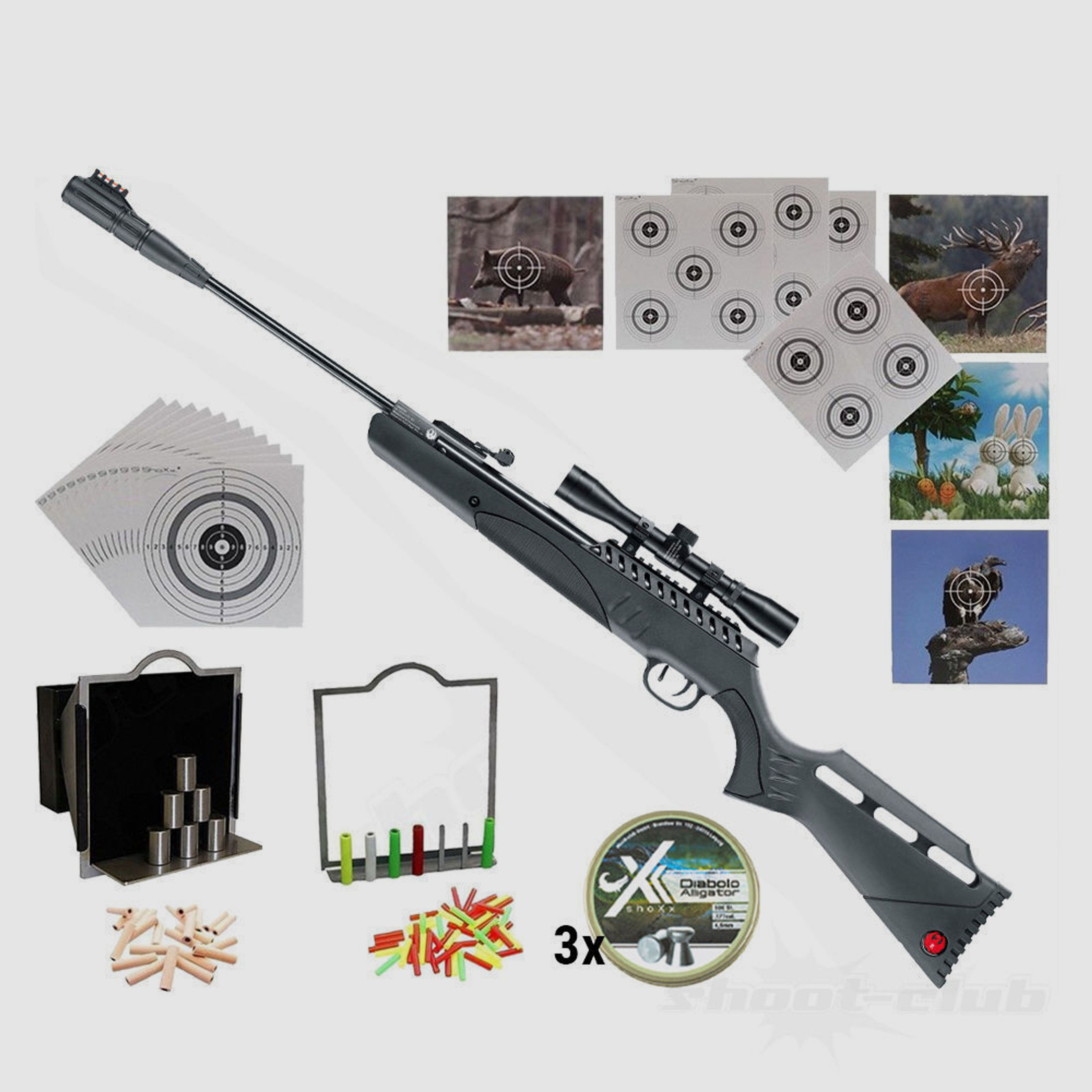Ruger Targis Hunter Luftgewehr 4,5mm Diabolos - schwarz - im Zielscheiben-Set