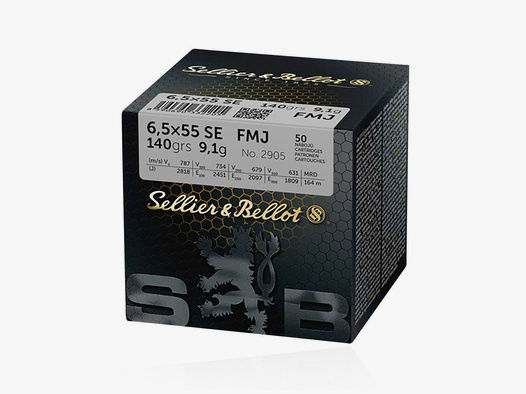Sellier & Bellot Büchsenpatronen FMJ BT 6,5x55SE 9,1g / 140grs - 50 Stück