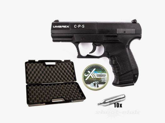 Umarex CPS CO2 Pistole 4,5mm Diabolos brüniert - Koffer Set