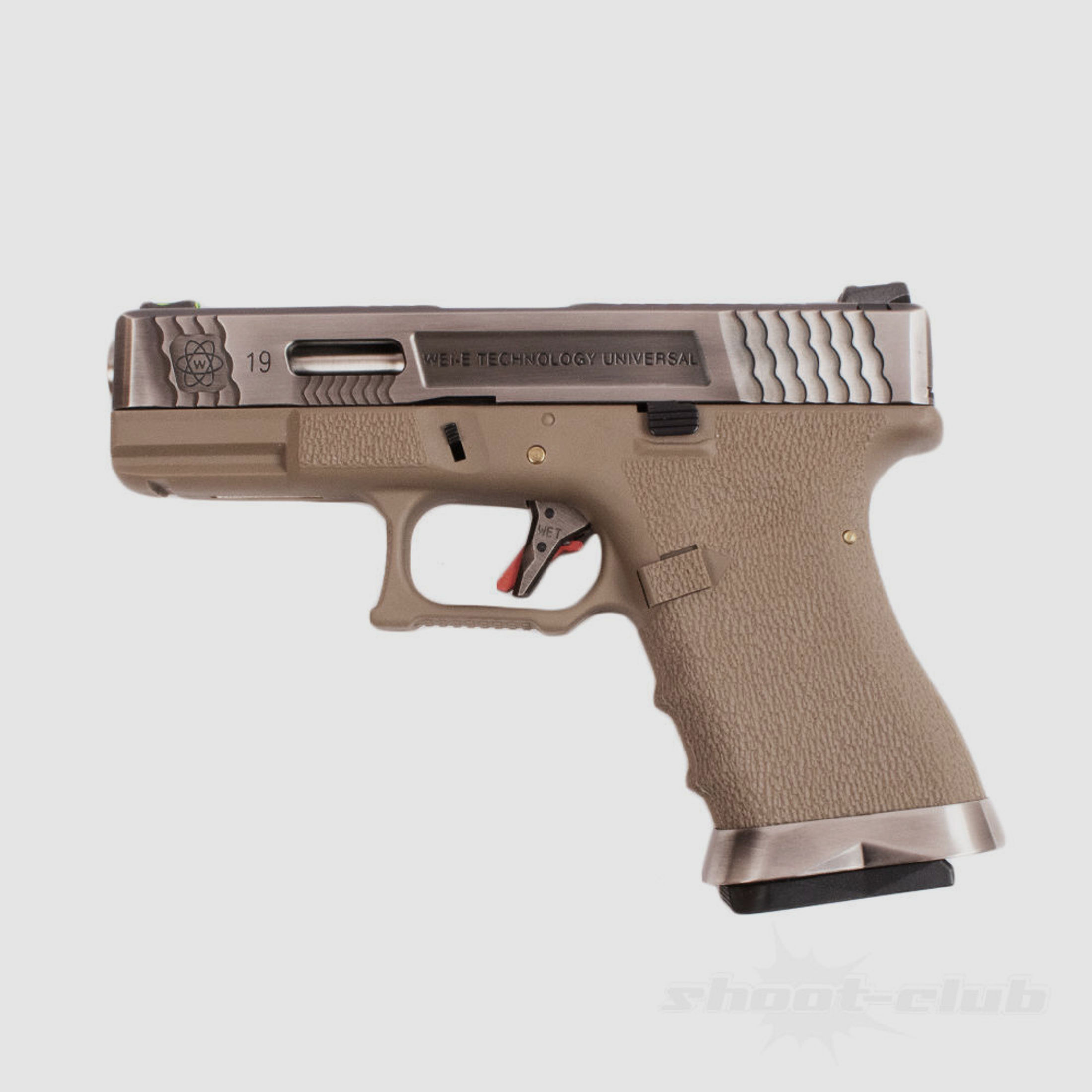 WE G-Force 19 SV Airsoft Pistole GBB Custom Metal 6mm BB - Silver,Tan