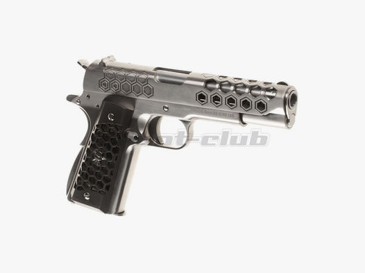 WE M1911 Hex Cut Airsoftpistole Full Metal cal. 6mm BB Silver