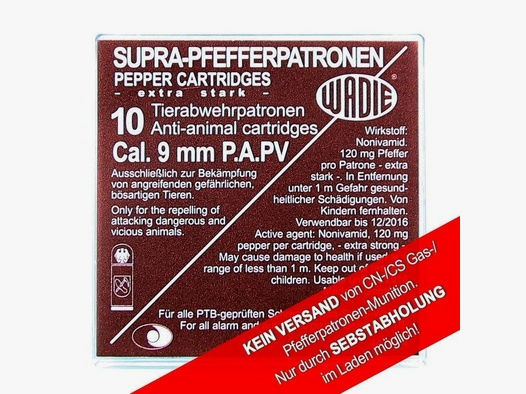 Wadie Supra Pfefferpatronen 9 mm P.A. PV / 120 mg NV