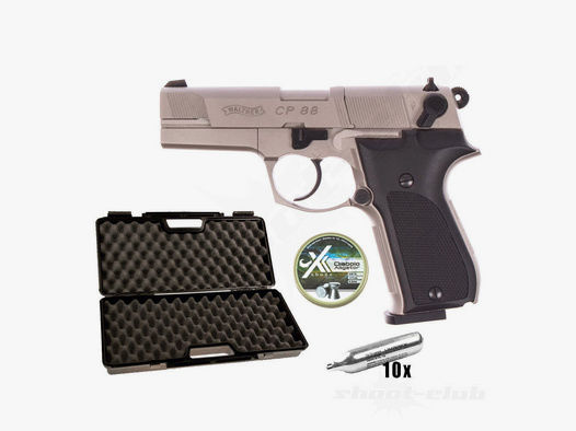 Walther CP88 CO2 Pistole Nickel 4,5mm Diabolos im Koffer-Set