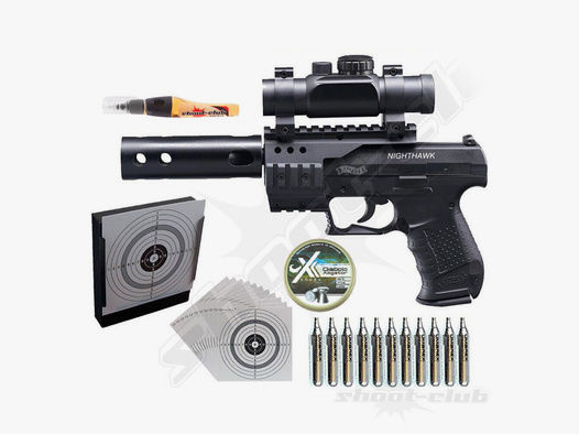 Walther Night Hawk CO2-Pistole 4,5mm - Komplett-Set