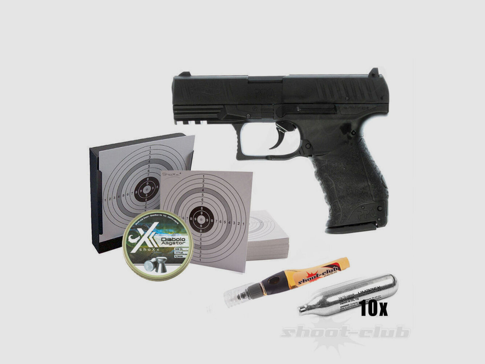 Walther PPQ CO2 Pistole 4,5 mm Diabolos - Komplett-Set