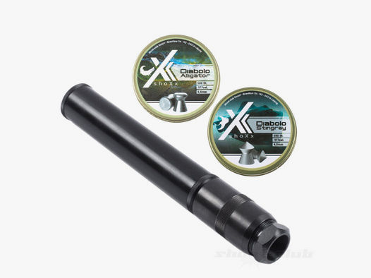 shoXx Luftdruckwaffen Schalldaempfer mit Universal Adapter und Diabolos