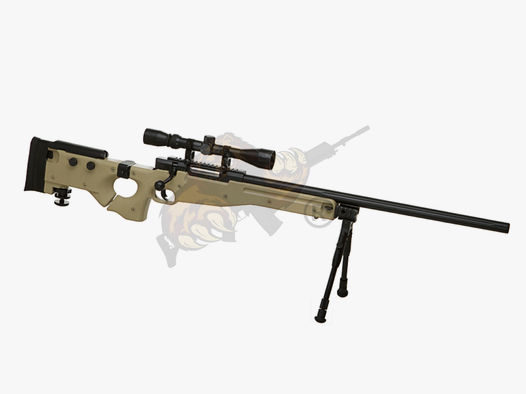 AW .338 Sniper Rifle Set Upgraded Airsoft Tan - Well -F-