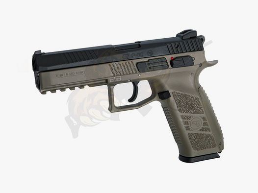 CZ P-09 Metall Slide Airsoft Pistole GBB, incl. Case, FDE/Schwarz -F-