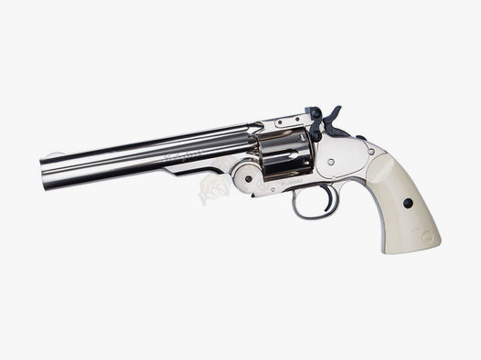 Schofield 6" - Ivory-textured Grip Airsoft Revolver -F-