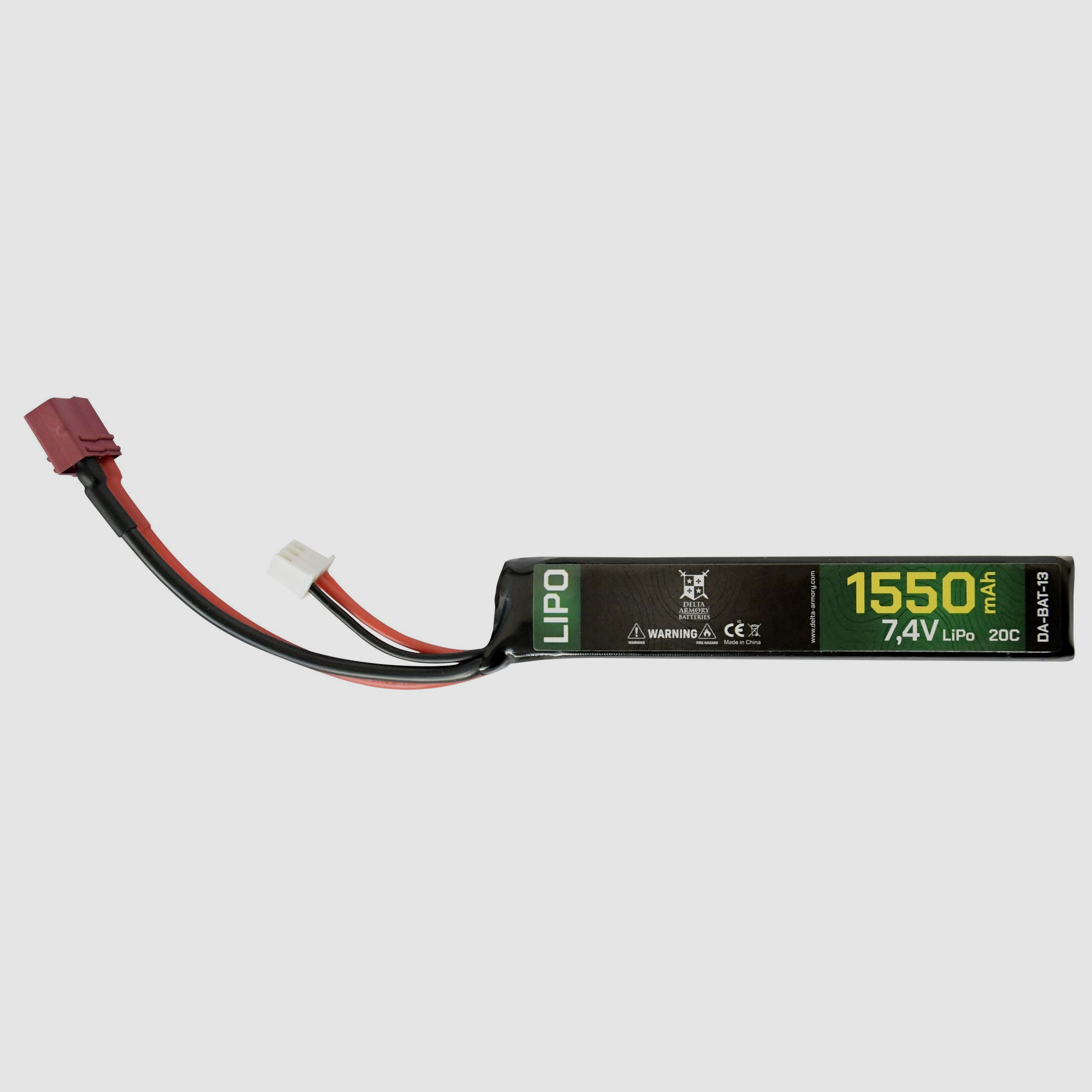 LiPo 7.4V / 1550mAh 20C T-Plug (Stock Type) | Delta Armory