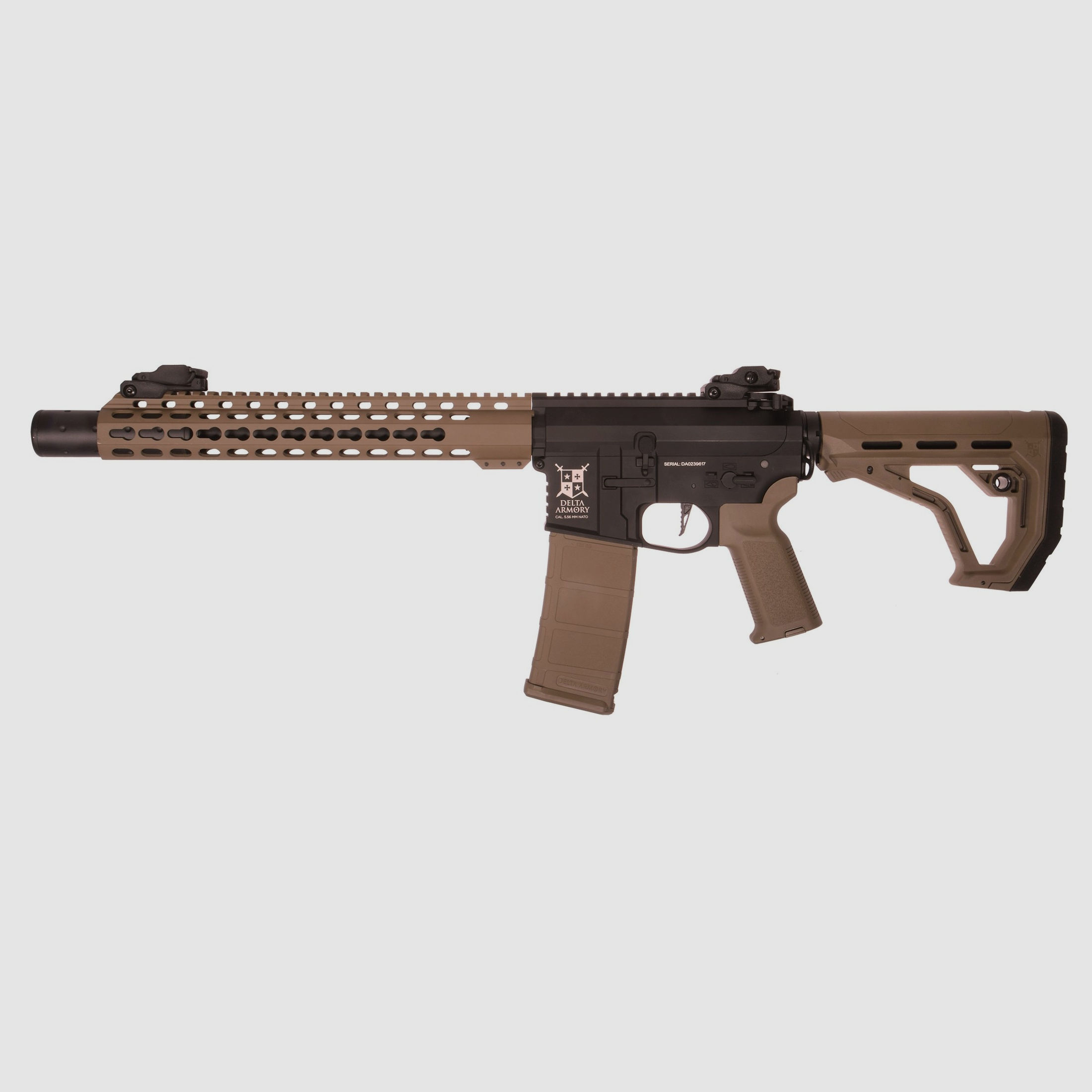 AR15 SilentOps DMR ALPHA EAGLE ETU Tan/Schwarz AEG Softair Gewehr max. 0,5J | Delta Armory