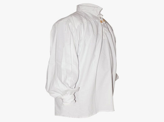 Baumwollhemd, kragenlos, Spitze mit Schnüren, Weiß, Größe M | 71610M