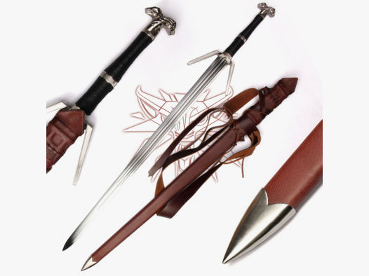 Witcher Silber Schwert handgeschmiedet mit Gürtel und Scheide - ltd Edition 500 | OHNE Witcher Wanddisplay | 41209.2