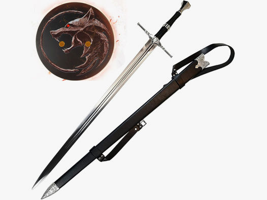 Witcher - Stahl Schwert mit Scheide - Typ II + Wandtafel | 41610+ct-1093