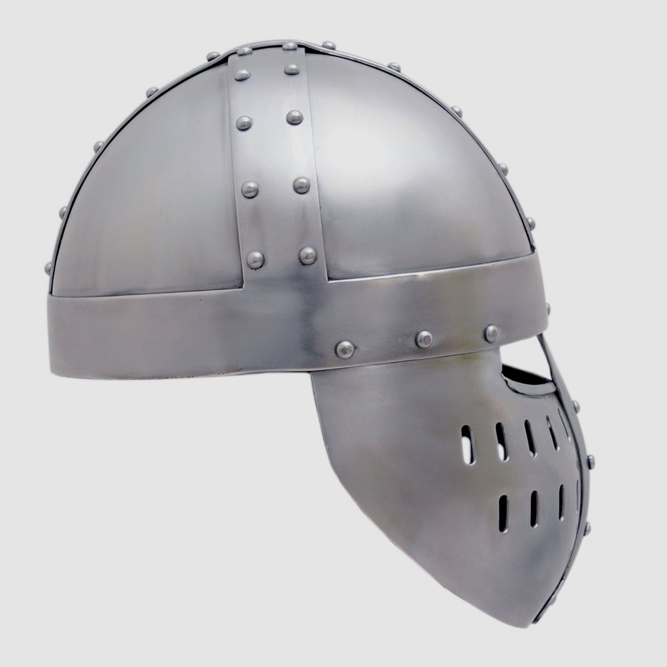 Crusader Face Plate Helm (AMENDED) -14 G Stahl mit Lederfutter | 71455