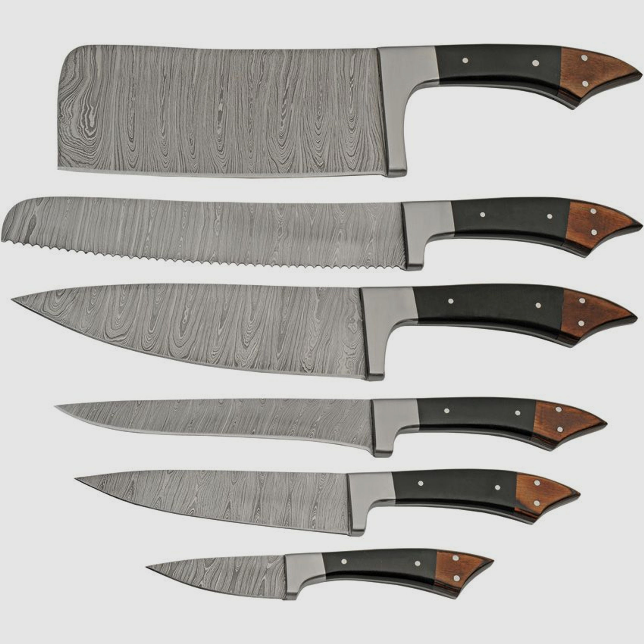 Damast Küchenmesser Set (6 Messer) mit Tasche | 96513