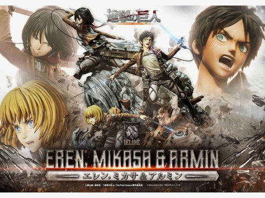 Attack on Titan Ultimate Premium Masterline Statue Eren, Mikasa, & Armin Deluxe Bonus Version 72 cm | 42930