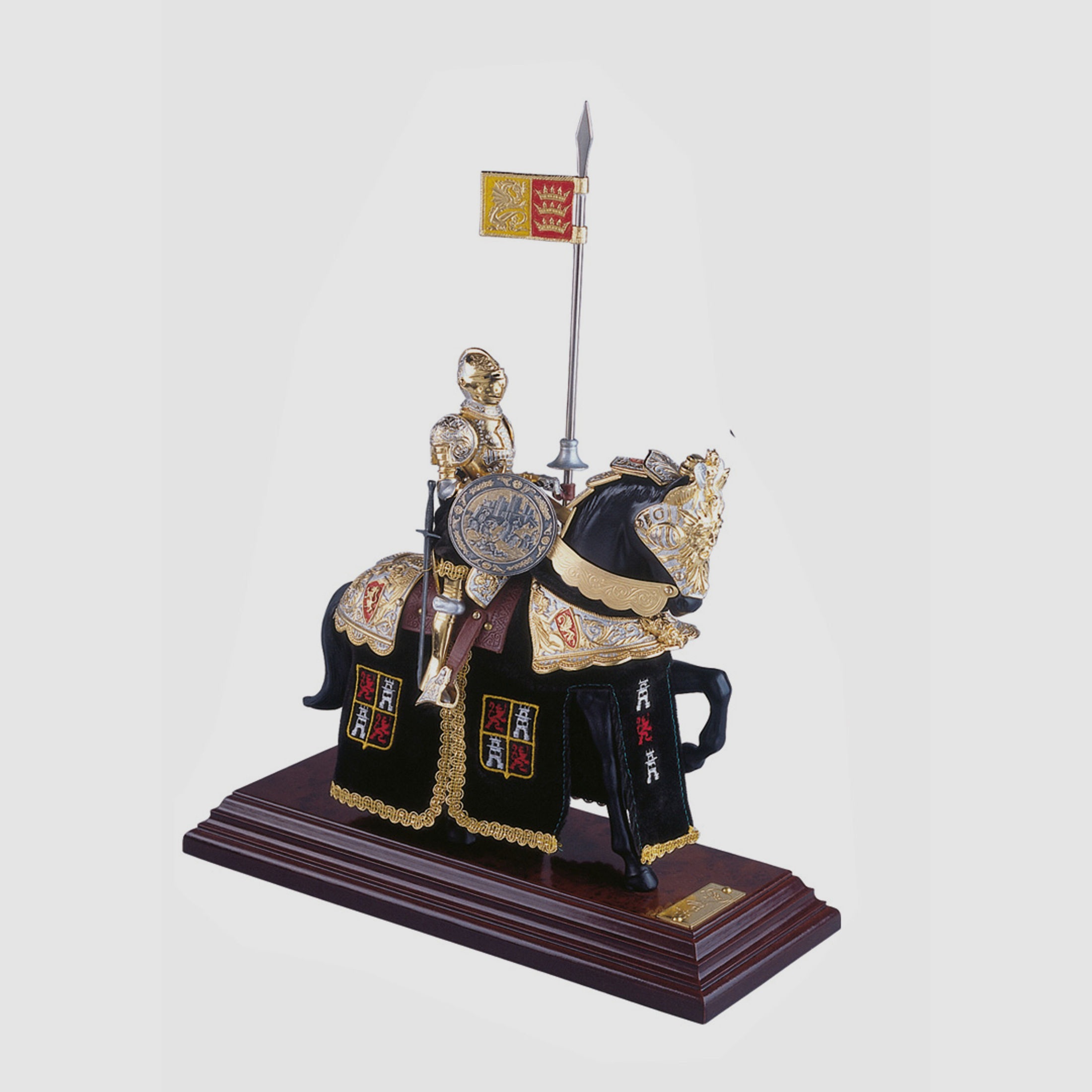 Miniatur Ritter auf Pferd, spanischer Helm, grün | 41950