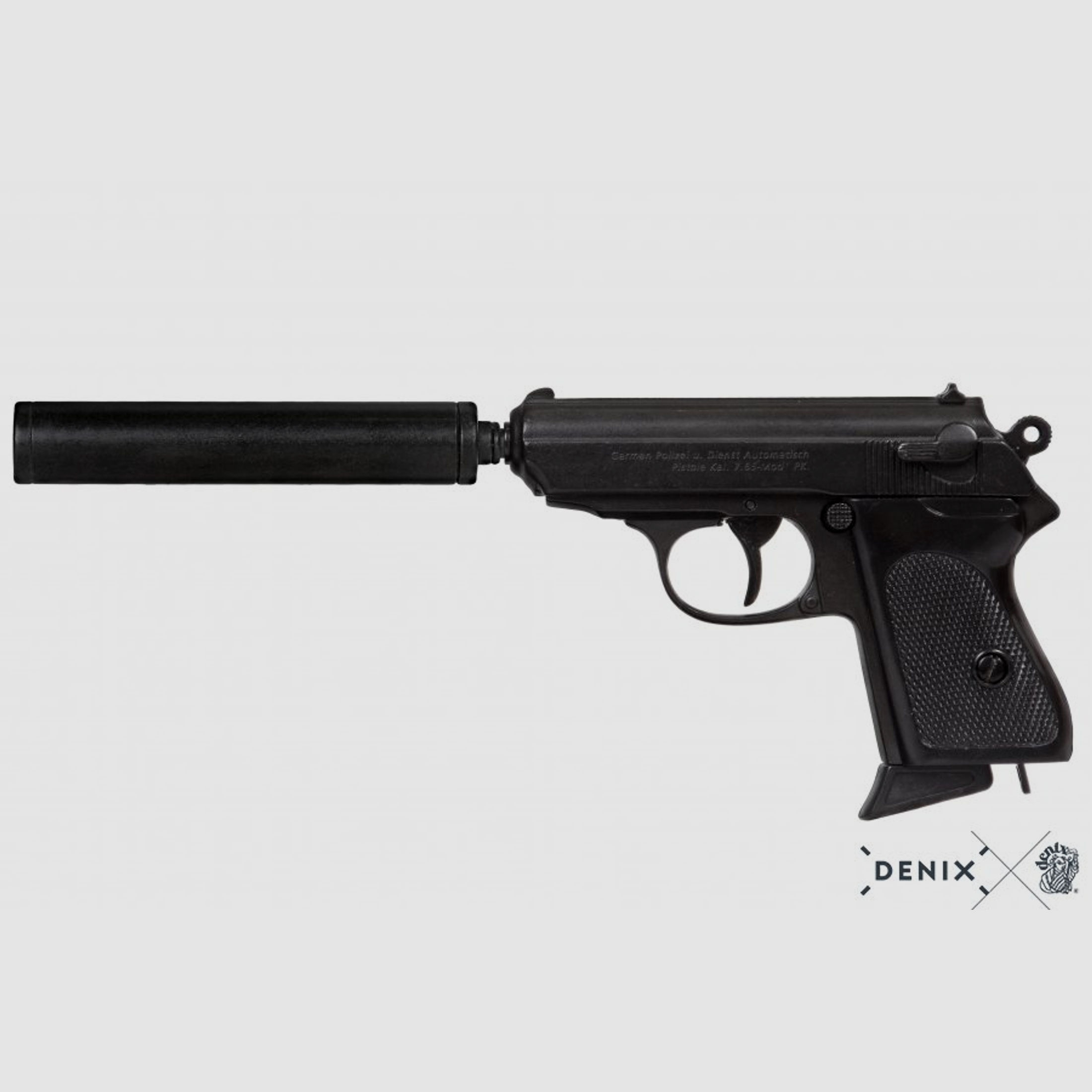 Pistole Englischer Geheimagent, mit Schalldämpfer, aus Metall, zerlegbar | 88611