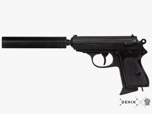 Pistole Englischer Geheimagent, mit Schalldämpfer, aus Metall, zerlegbar | 88611