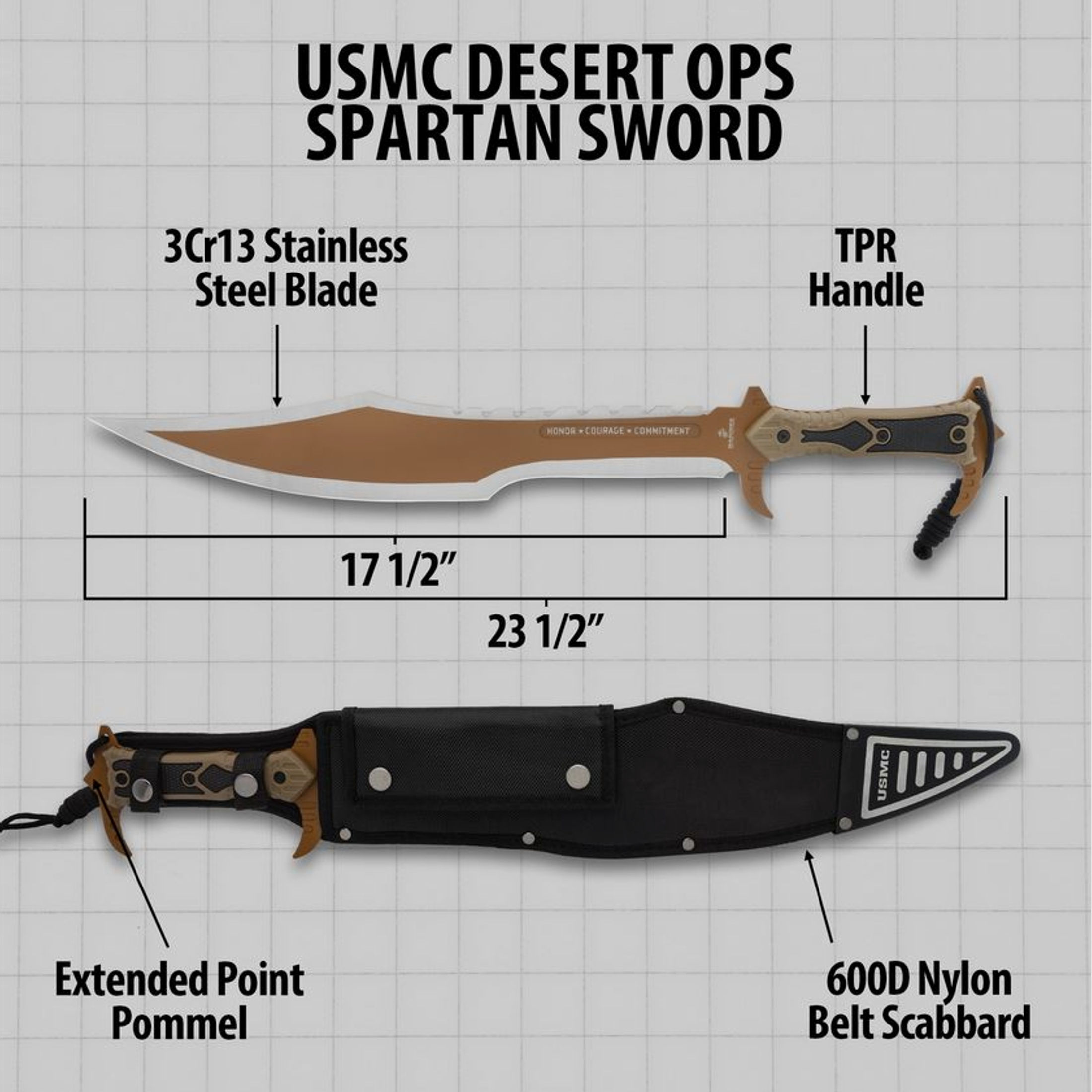 USMC Desert Ops Spartan Schwert mit Scheide | 42450
