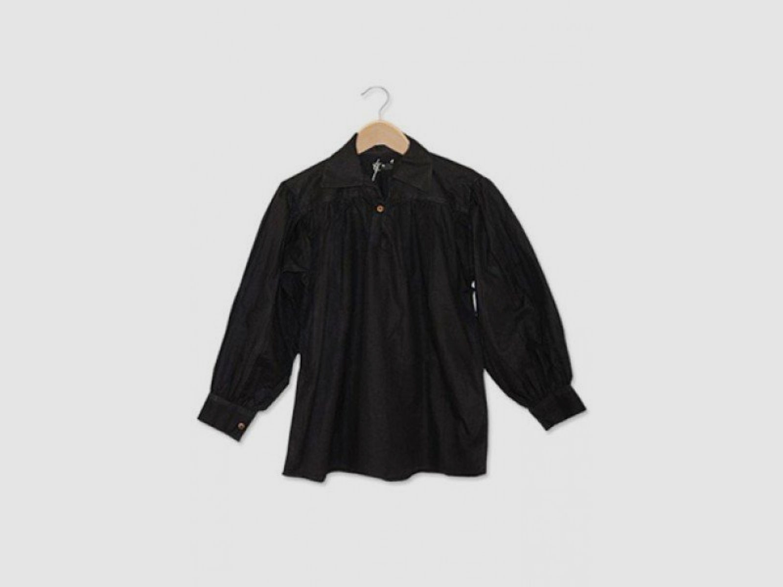 Baumwollhemd mit Kragen und Knopf Ausschnitt - schwarz, Größe XXL | 71461XXL