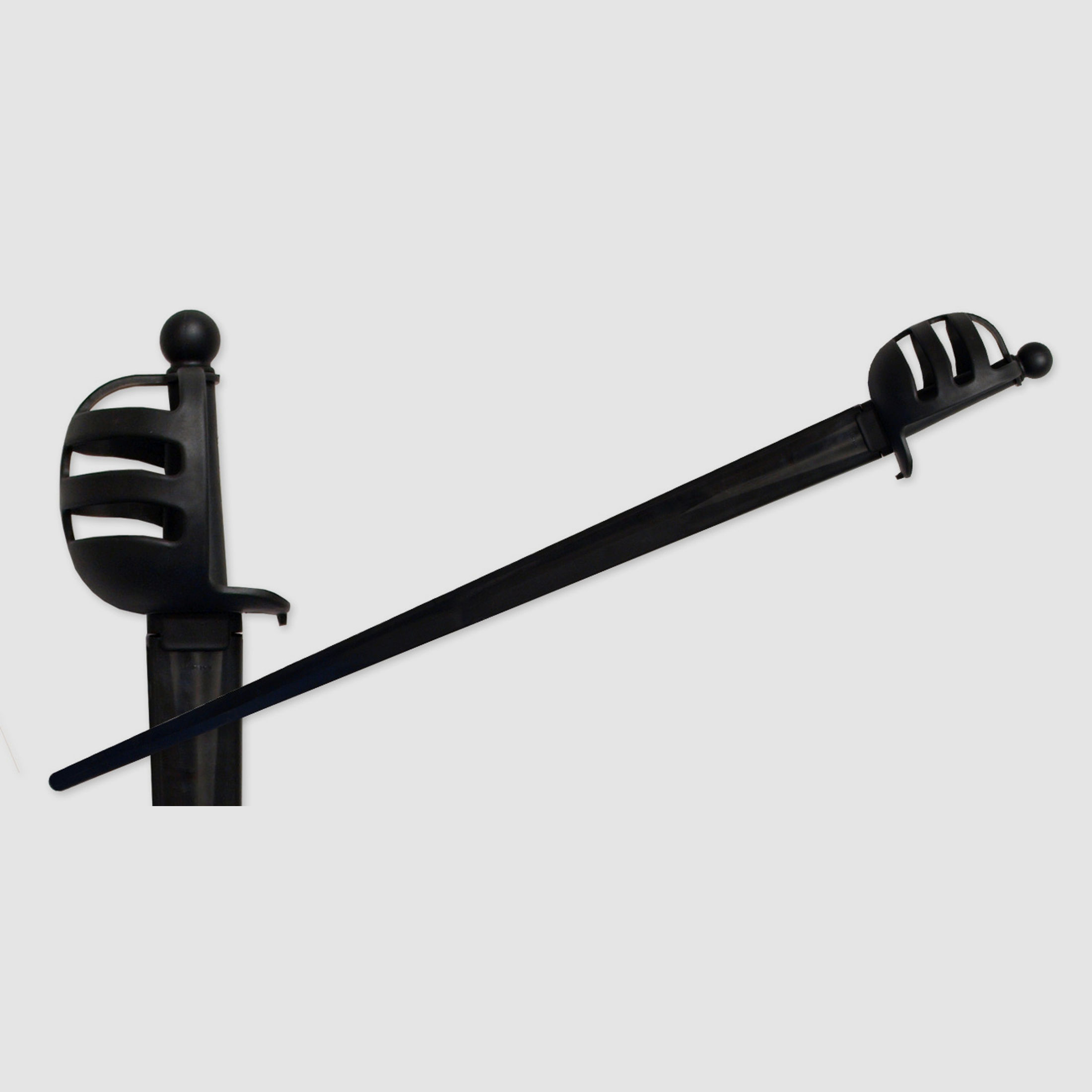 Synthetisches Sparringschwert mit Korbgriff – schwarze Klinge | 95240