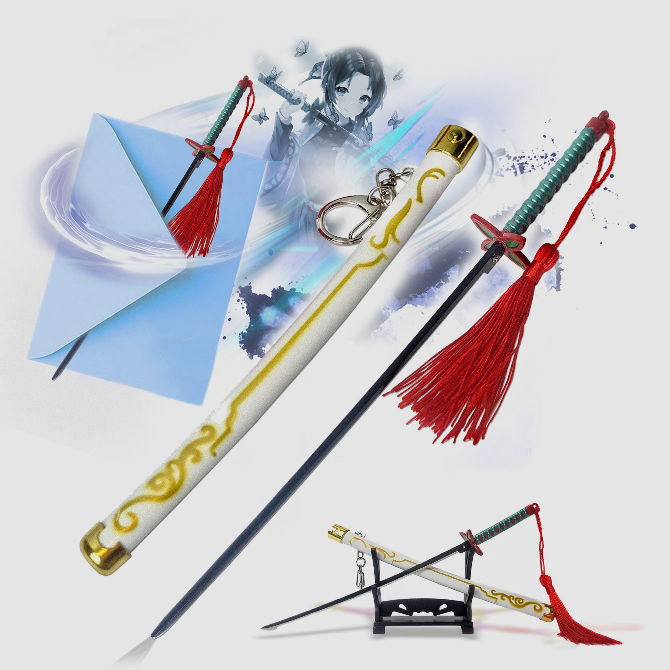 Demon Slayer – Shinobu Kochos Samuraikatana, Schwert-Brieföffner mit Scheide und Ständer | 42066