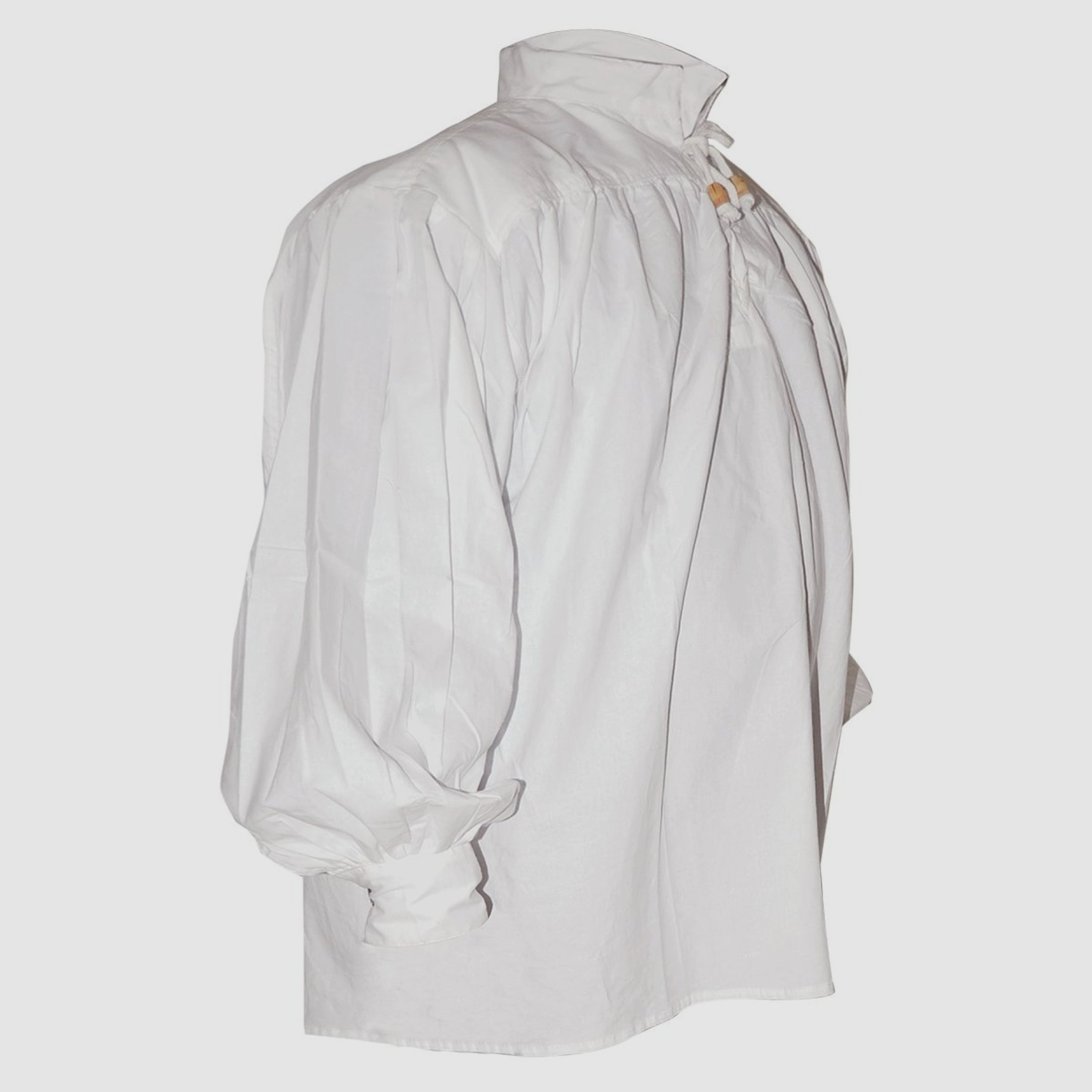 Baumwollhemd, kragenlos, Spitze mit Schnüren, Weiß, Größe XL | 71610XL