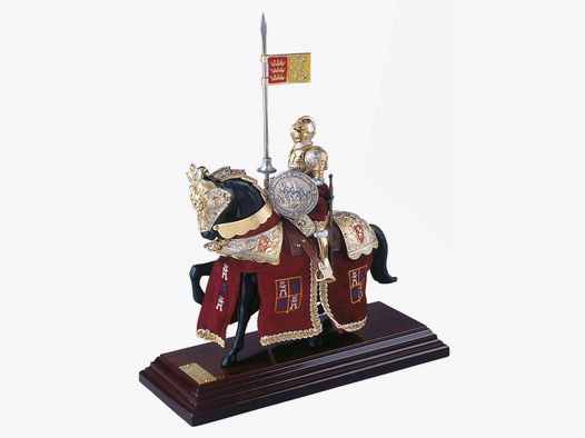 Miniatur Ritter auf Pferd, spanischer Helm, rot | 41947