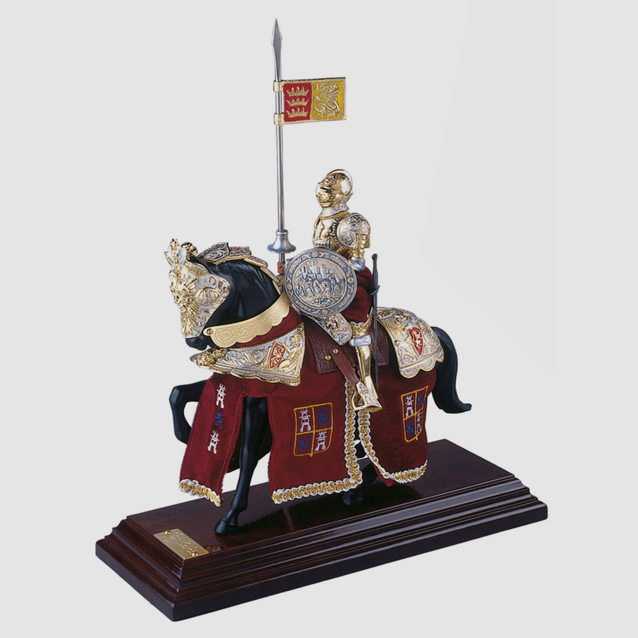 Miniatur Ritter auf Pferd, spanischer Helm, rot | 41947