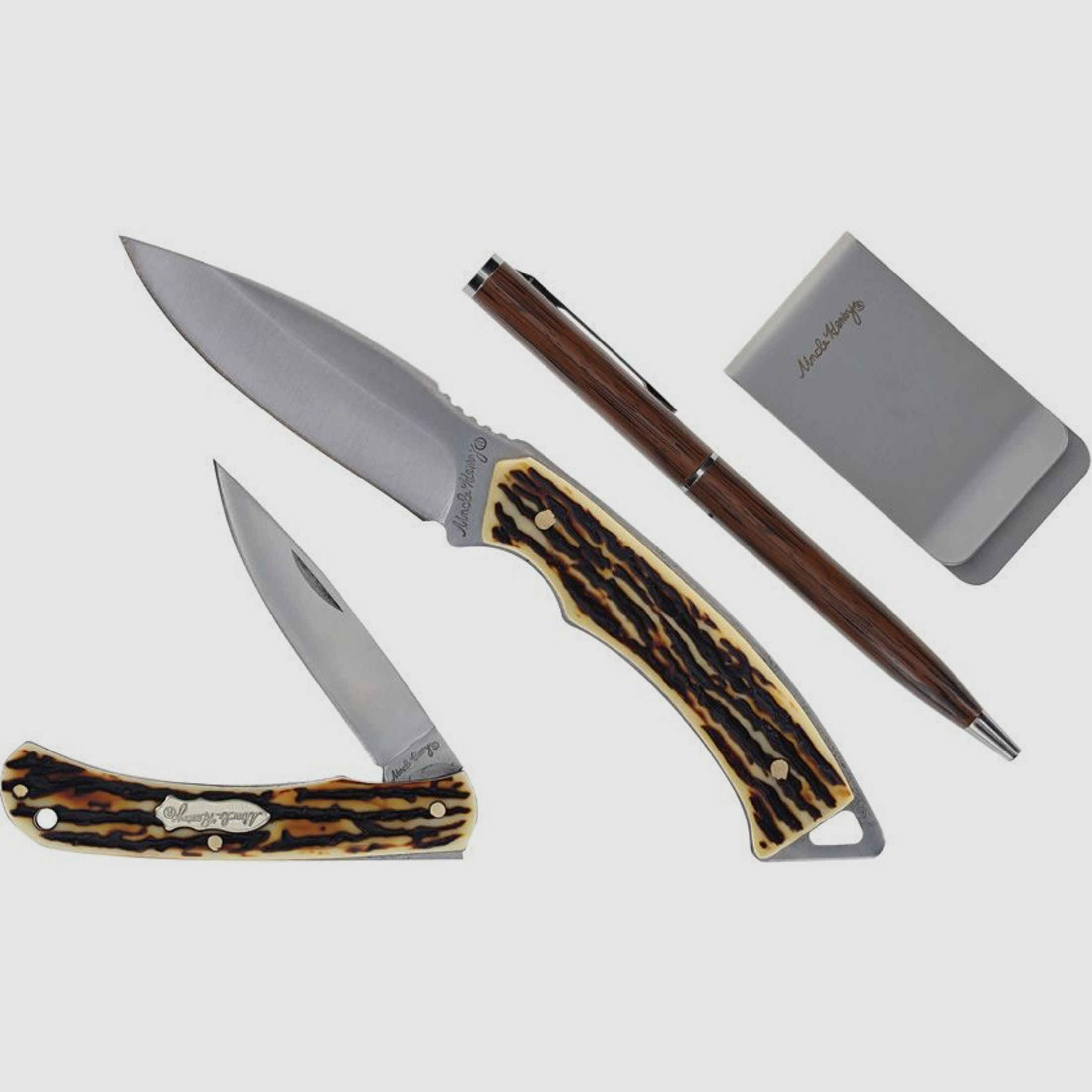 Jagdmesser Set (2 Messer, Kugelschreiber, Geldscheinclip) | 96523