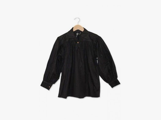 Baumwollhemd mit Kragen und Knopf Ausschnitt - schwarz, Größe XL | 71461XL