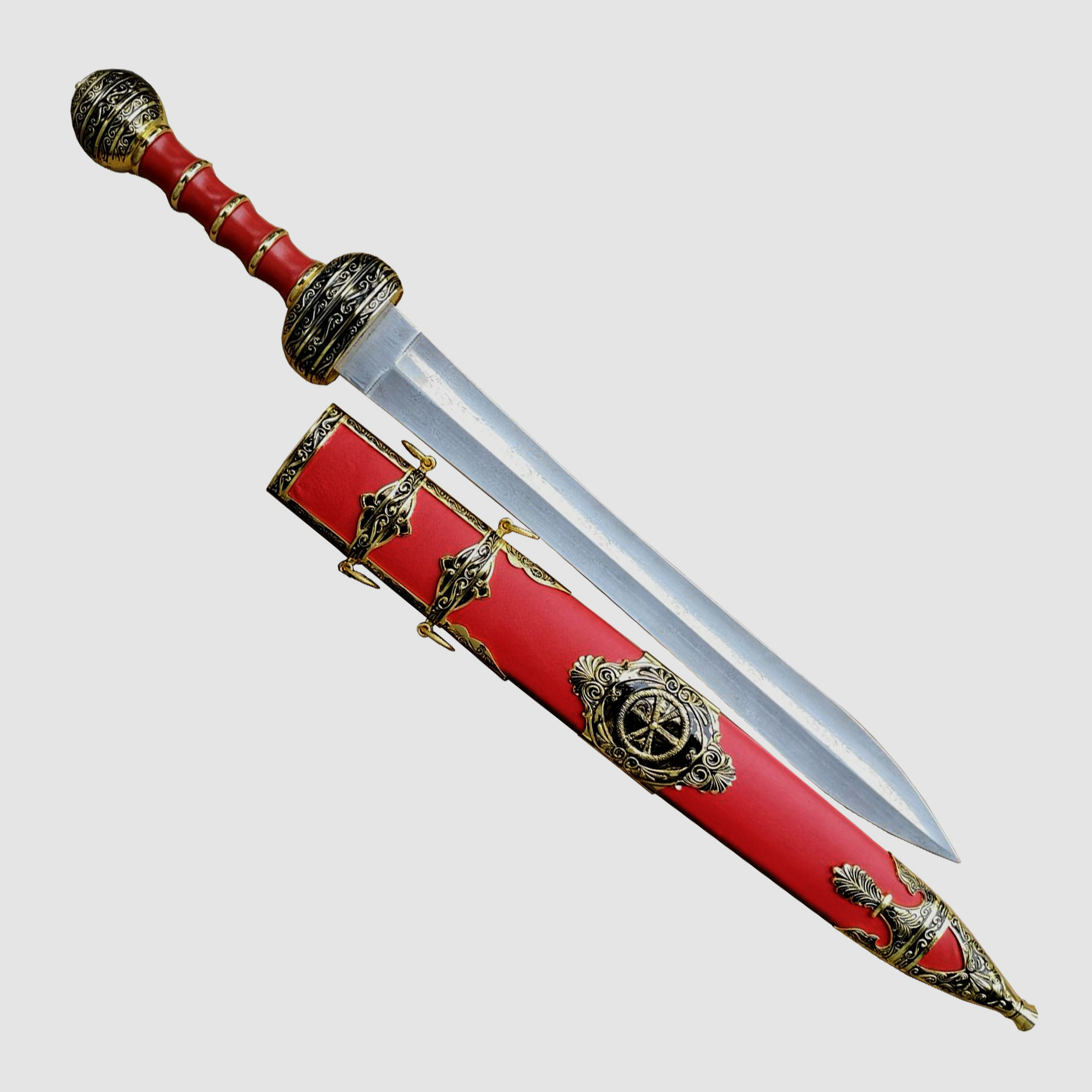 Rotes Römsches Gladius Schwert mit Scheide | stumpf | 42226.1