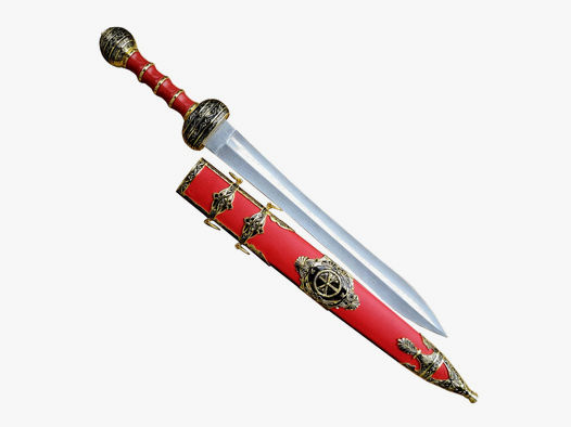 Rotes Römsches Gladius Schwert mit Scheide | scharf (+29 EUR) | 42226.2