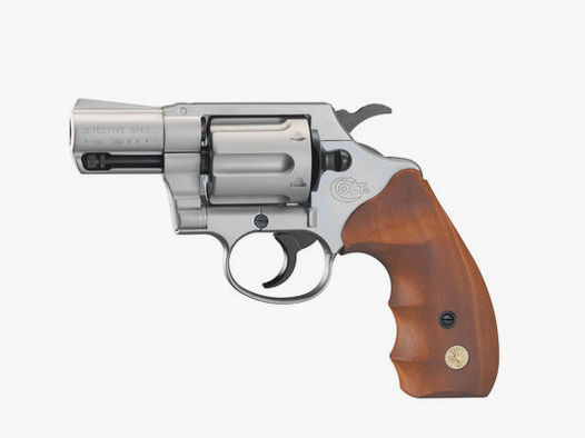 Colt Detective Special 9mm R.K. nickel, Holzgriffschalen Schreckschuss