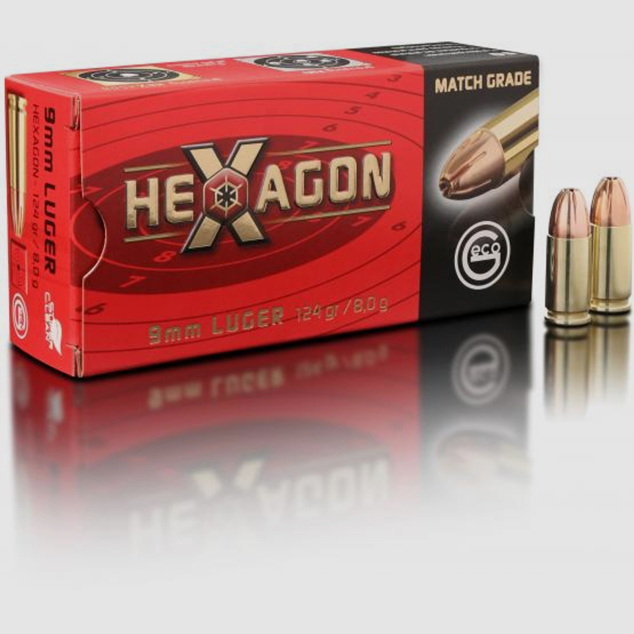 Geco 9mm Luger Hexagon SX 124grs.
