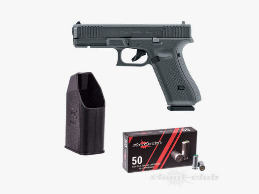 GLOCK	 Glock 17 Gen5 9mmPAK + Umarex Ladehilfe +50 SC Platzpatronen