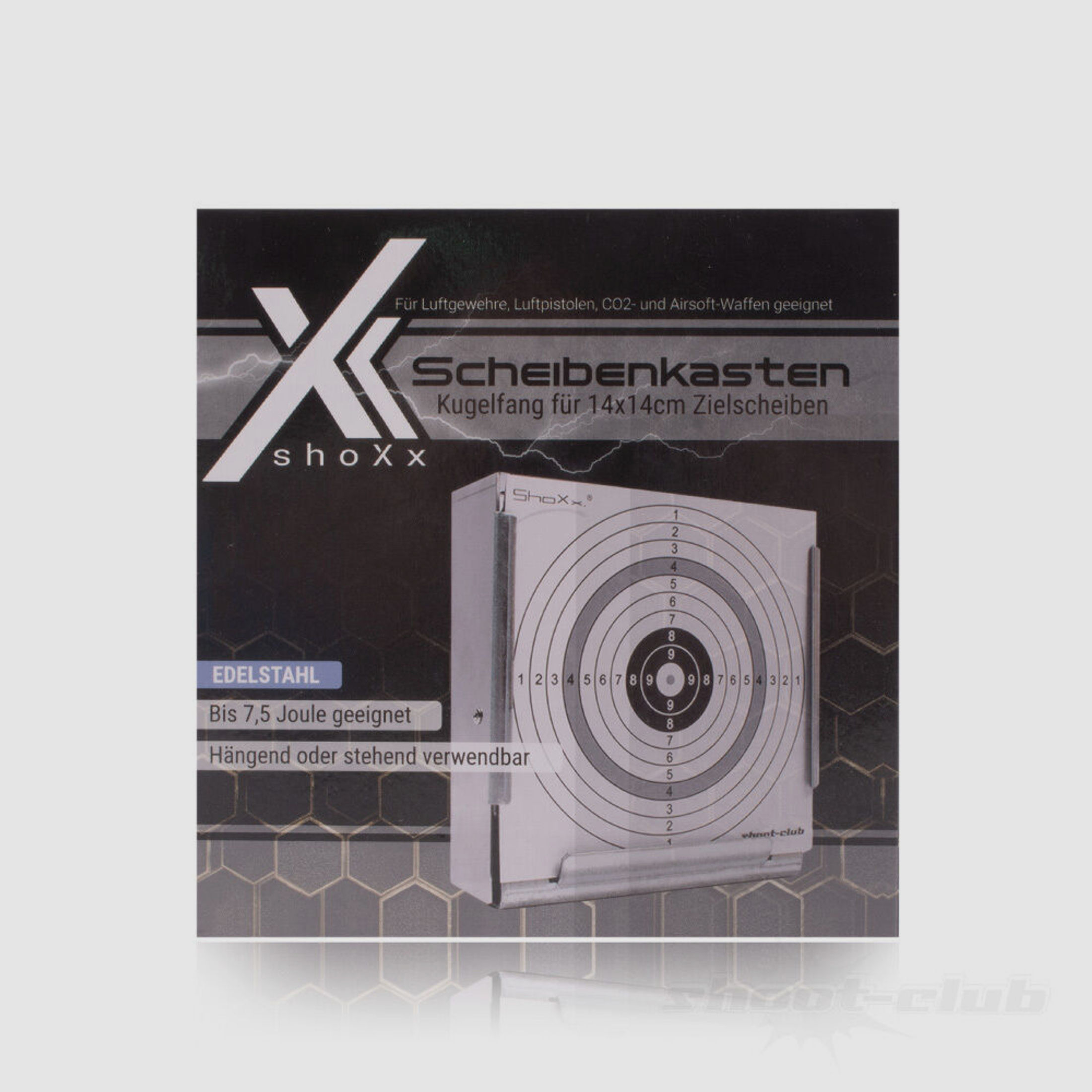 xxx	 Edelstahl Scheibenkasten / Kugelfang + Tonröhrchen