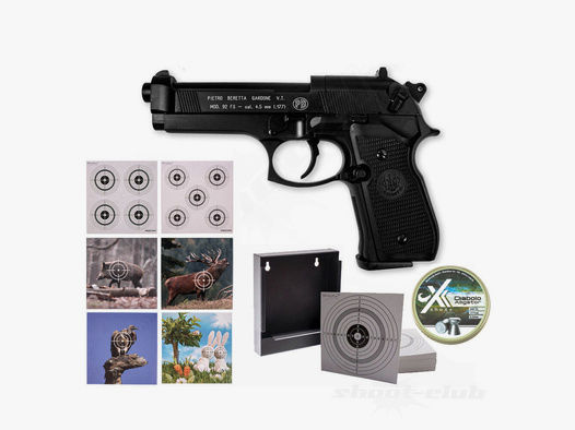 Beretta	 M 92 FS CO2 Pistole brüniert 4,5 mm Zielscheiben Set