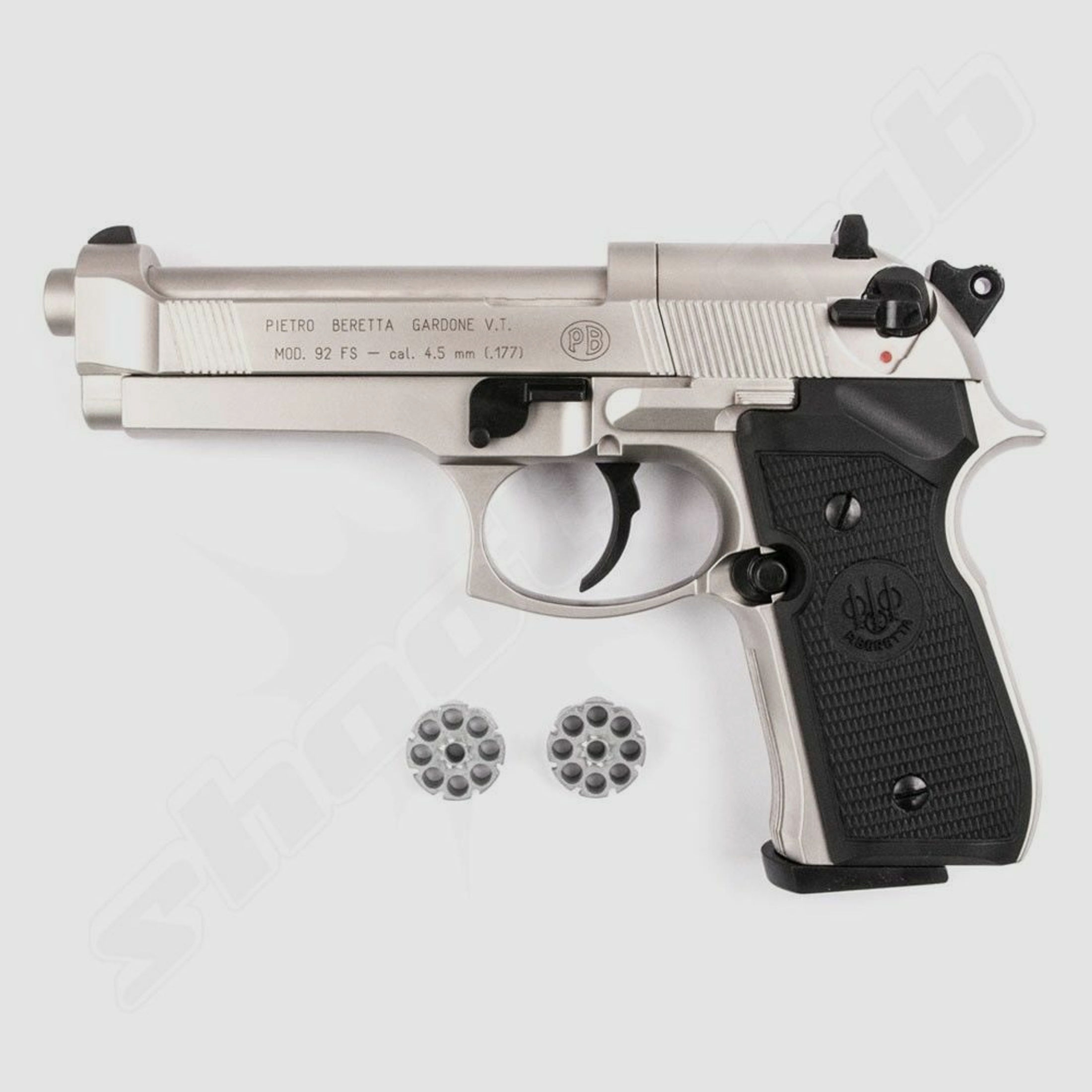 Beretta	 M 92 FS CO2 Pistole nickel 4,5 mm Zielscheiben Set