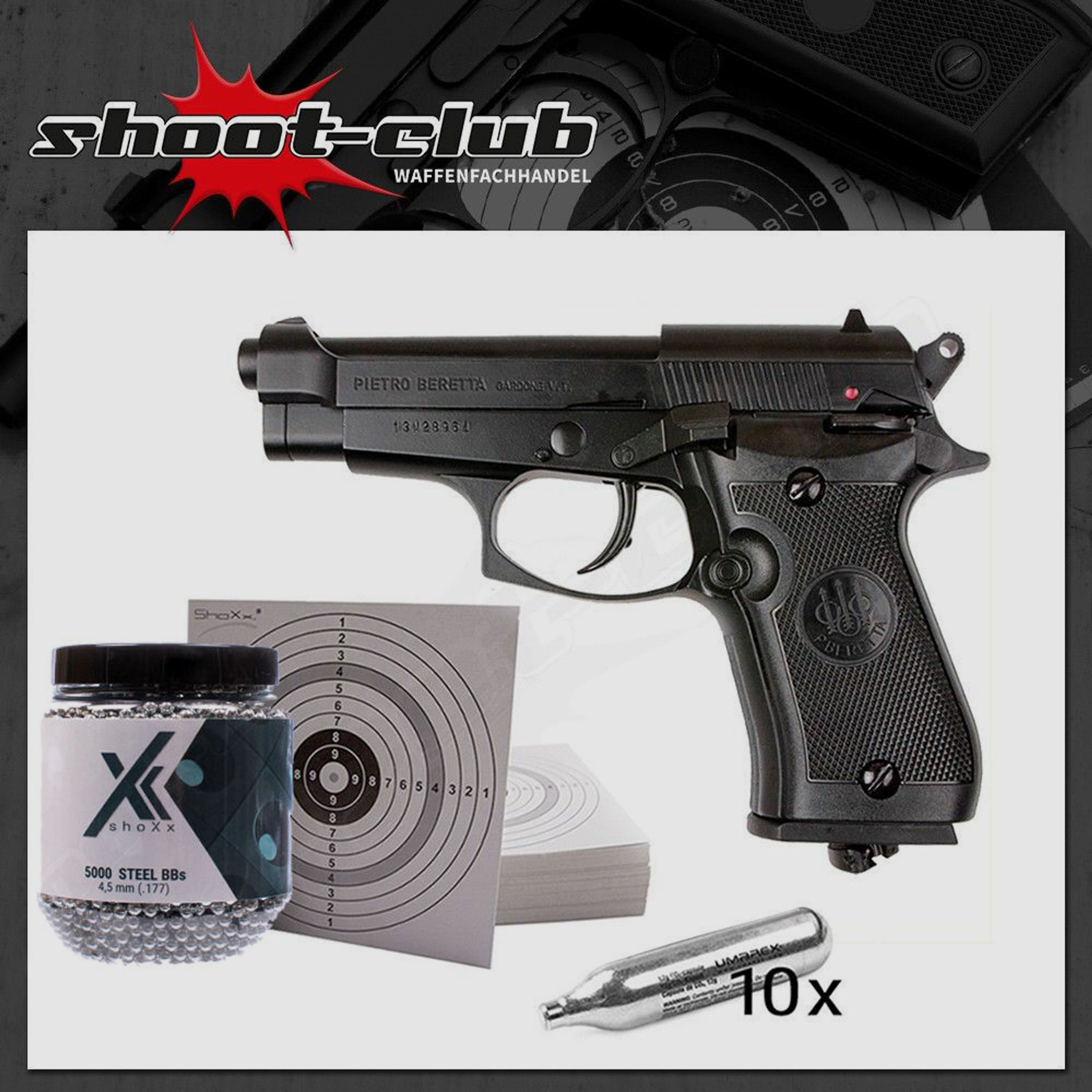 UMAREX	 Beretta M 84 FS CO2 Pistole 4,5mm in schwarz - SET
